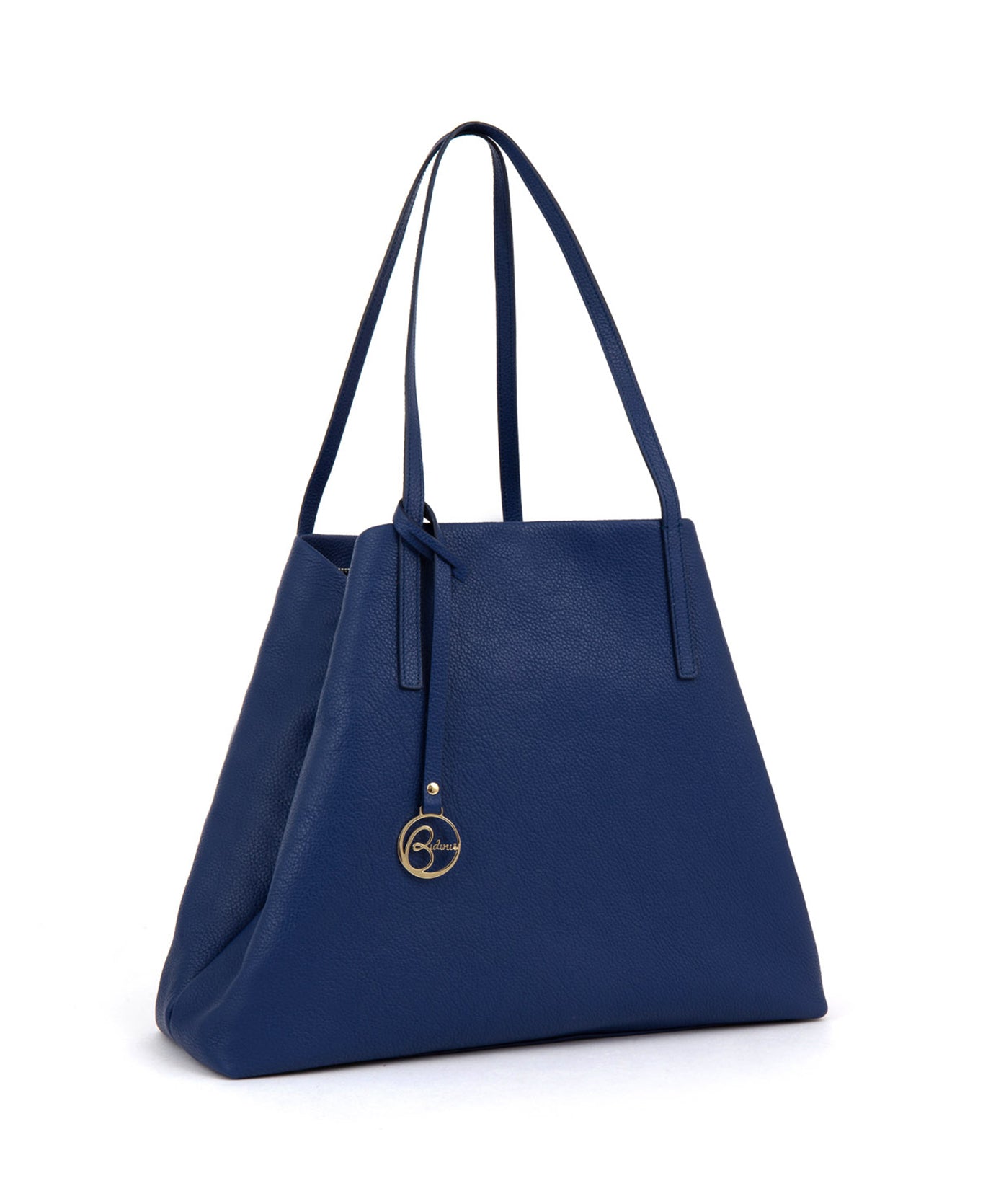 Borsa tote Frida in pelle blu denim