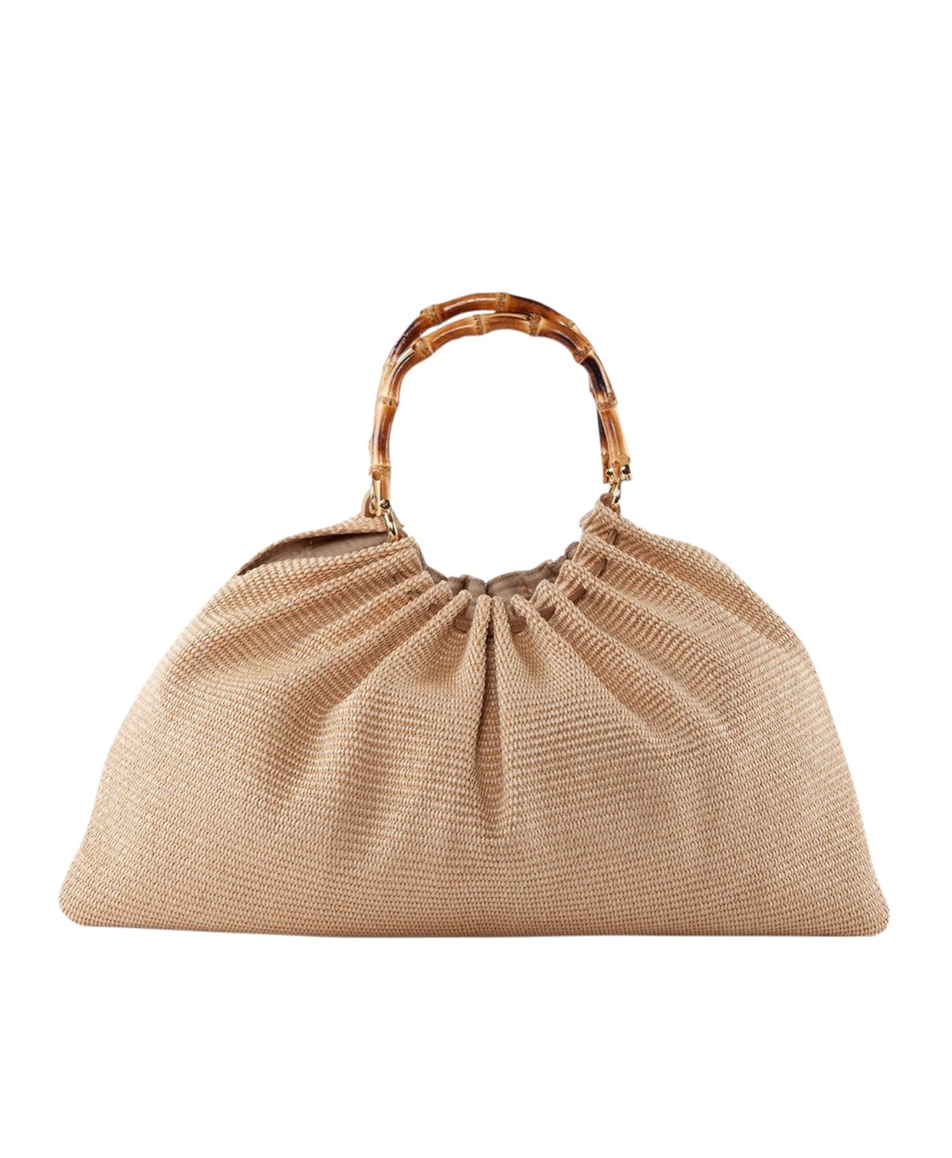 Caterina Raffia Bag Bamboo Handles - Large