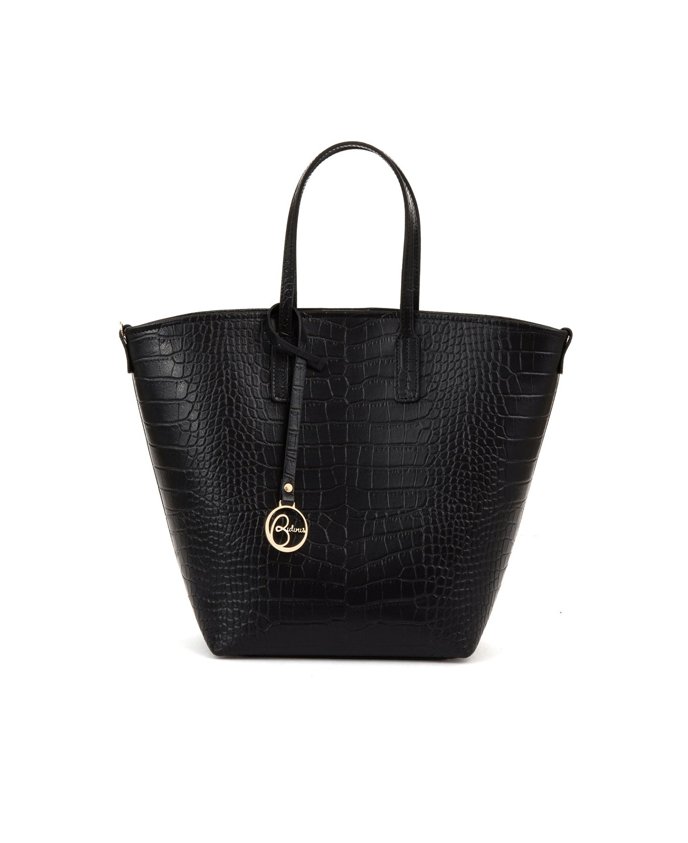 Borsa a secchiello Frida X in pelle di coccodrillo nera