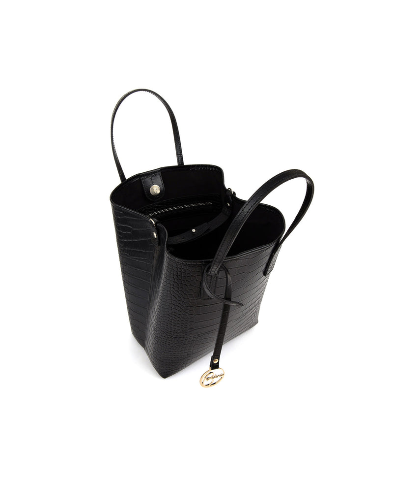 Frida X bucket leather bag croco embossed black