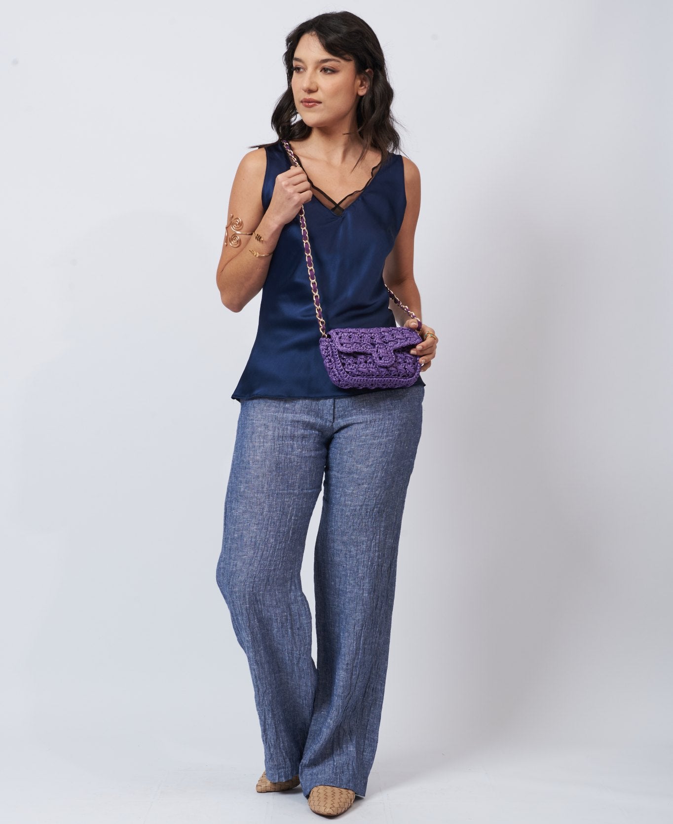 Mini Raffia Bag purple