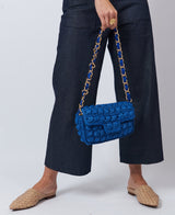 Lucrezia Raffia Crochet Shoulder Bag cobalt blue