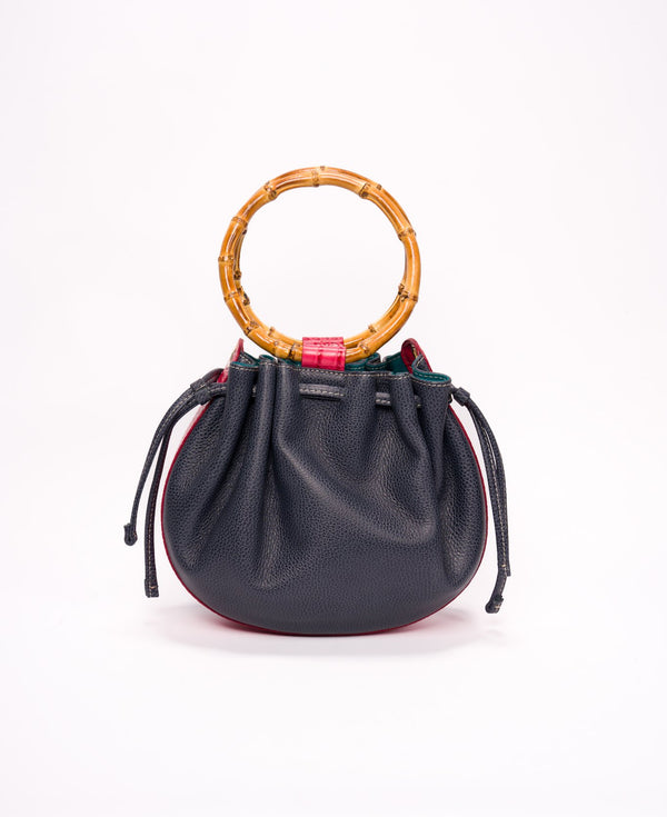 Moon Bucket Bamboo Leather Bag by Bidinis Bags: A Celestial Symphony in Leather
