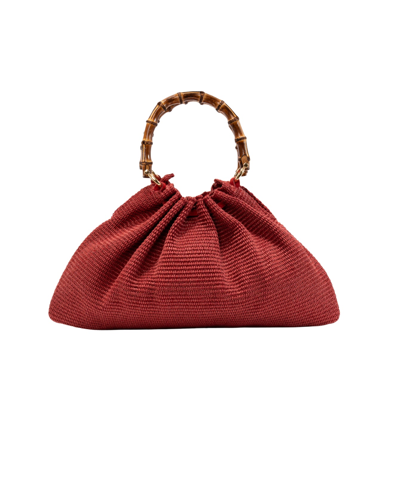 Caterina Raffia Bamboo Bag Deep Red