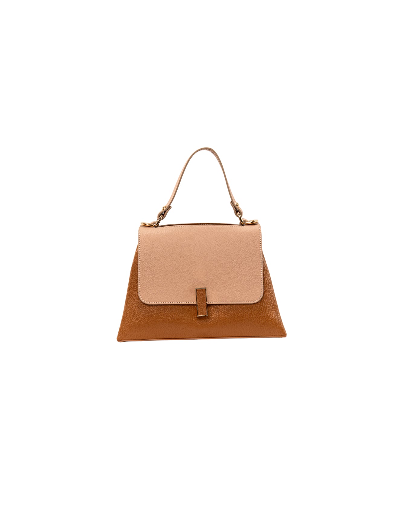 Lisa top handle leather bag Tan and Blush