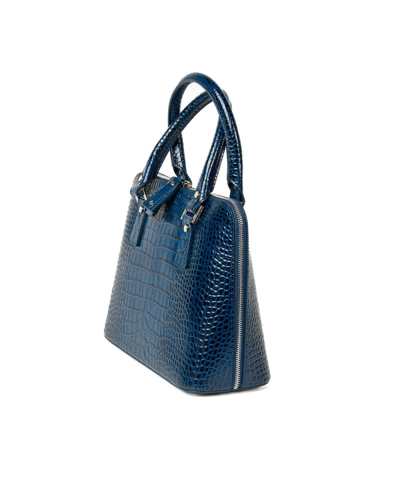 Bugatti Embossed Croc Leather Bag Navy Blue