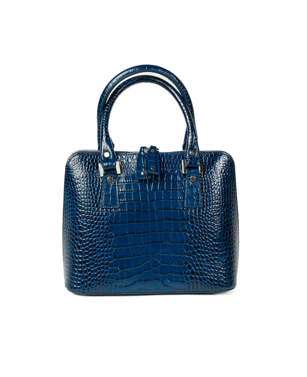 Bugatti Embossed Croc Leather Bag Navy Blue