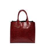 Florence Tote leather bag croco-embossed Burgundy red
