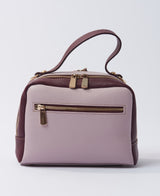 Camera leather bag bi-colour lilac and wine