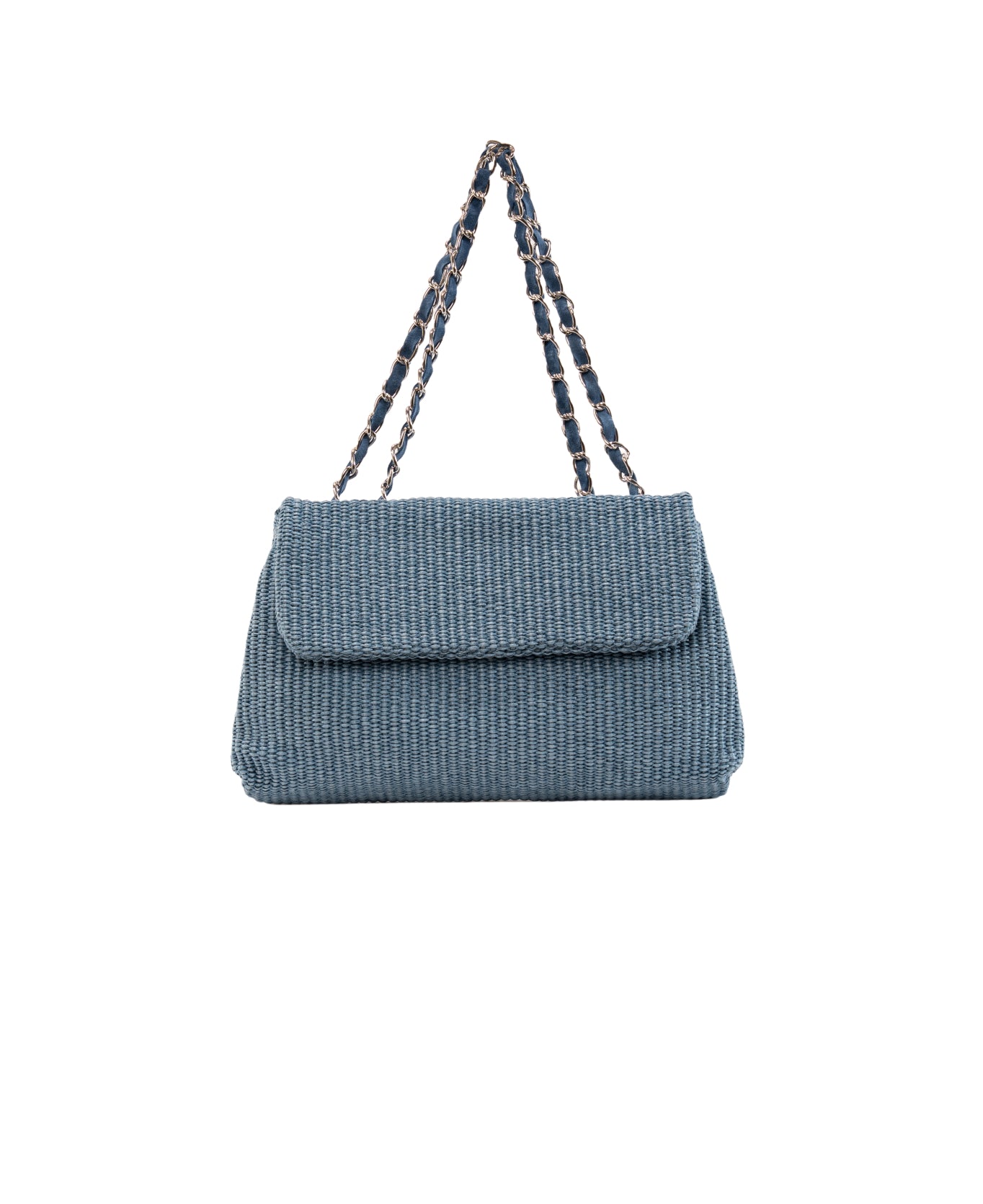 Clarice raffia bag with strap chain Chambray