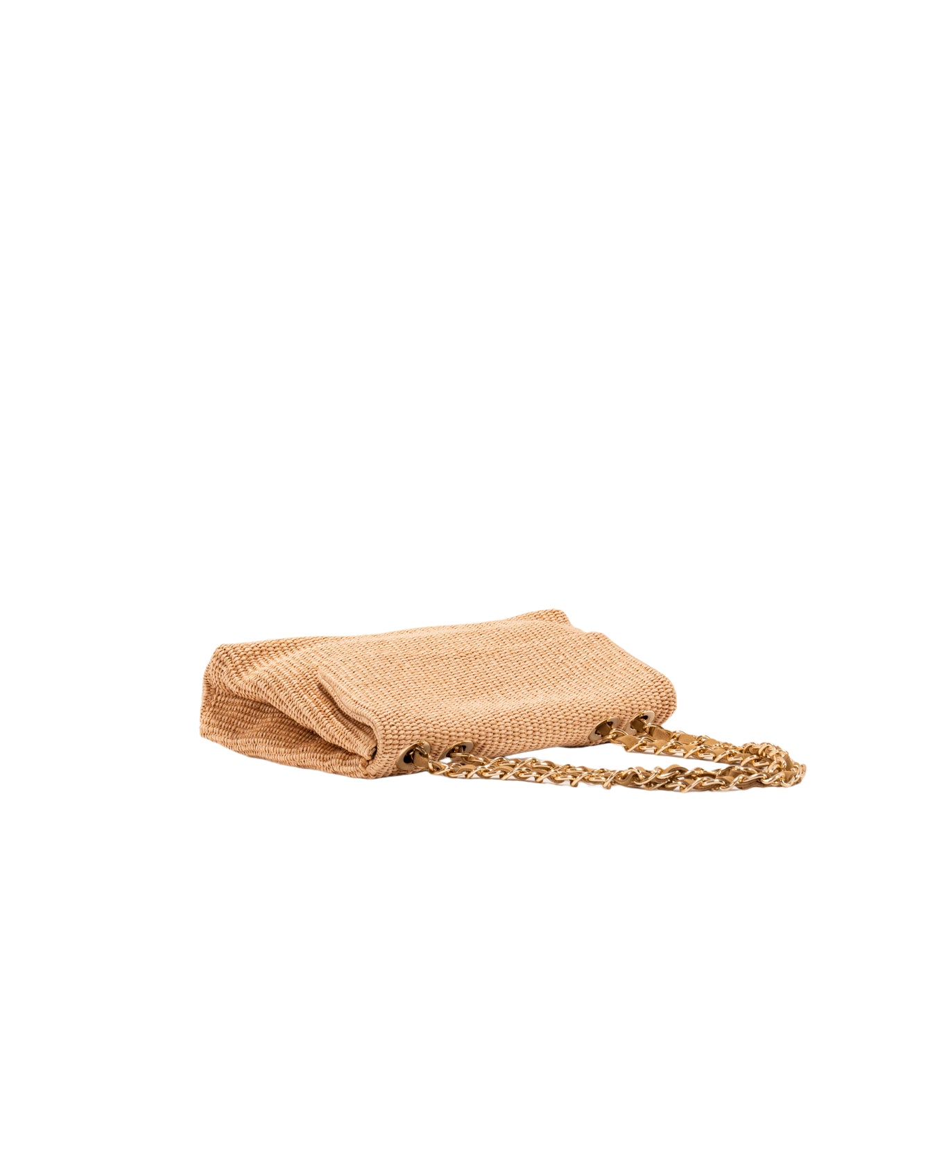 Clarice raffia bag with strap chain Beige