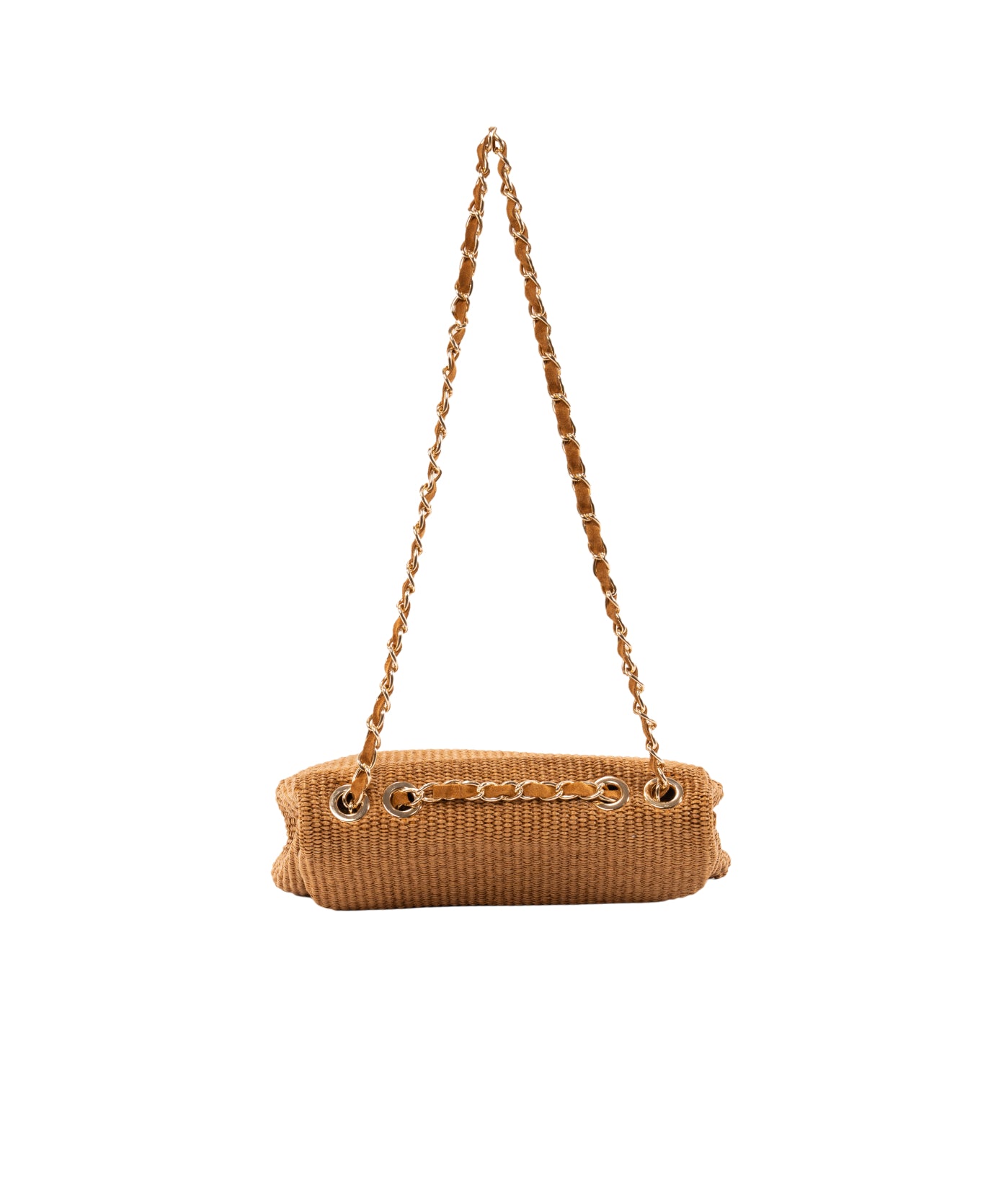 Clarice raffia bag with strap chain Tobacco