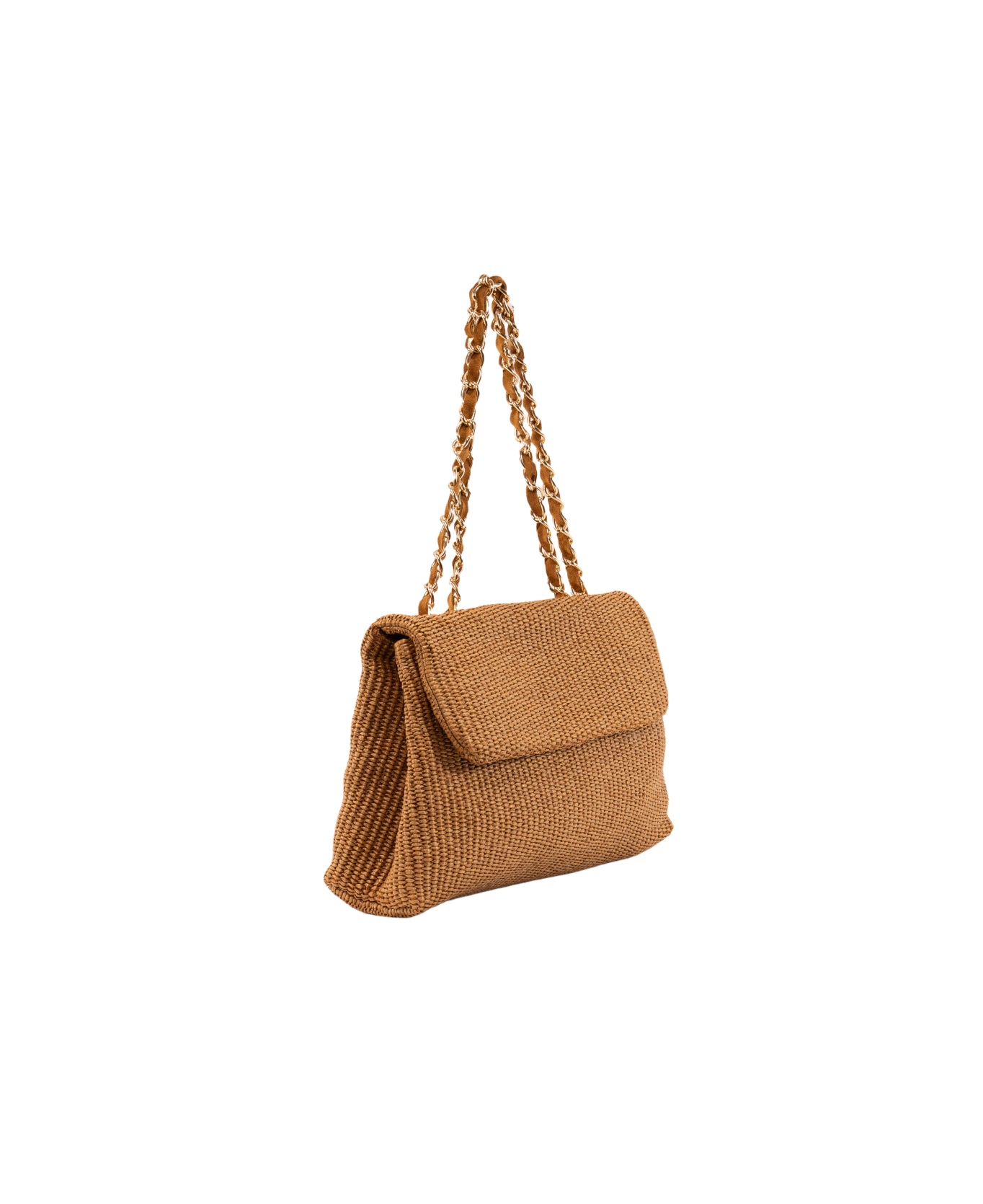 Clarice raffia bag with strap chain Tobacco