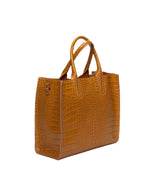 Florence Tote leather bag croco-embossed mustard