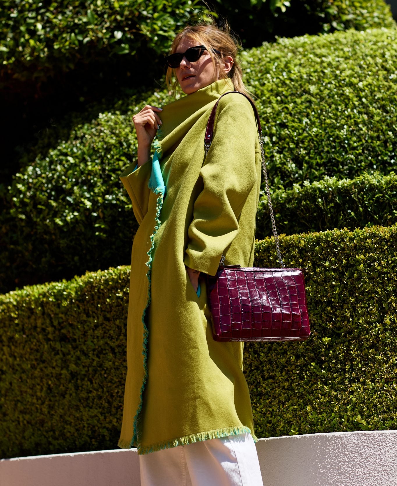 Crossbody Leather Bag - Burgundy