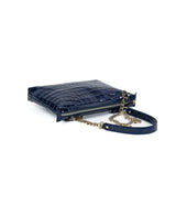 Crossbody Leather Bag - Navy Blue