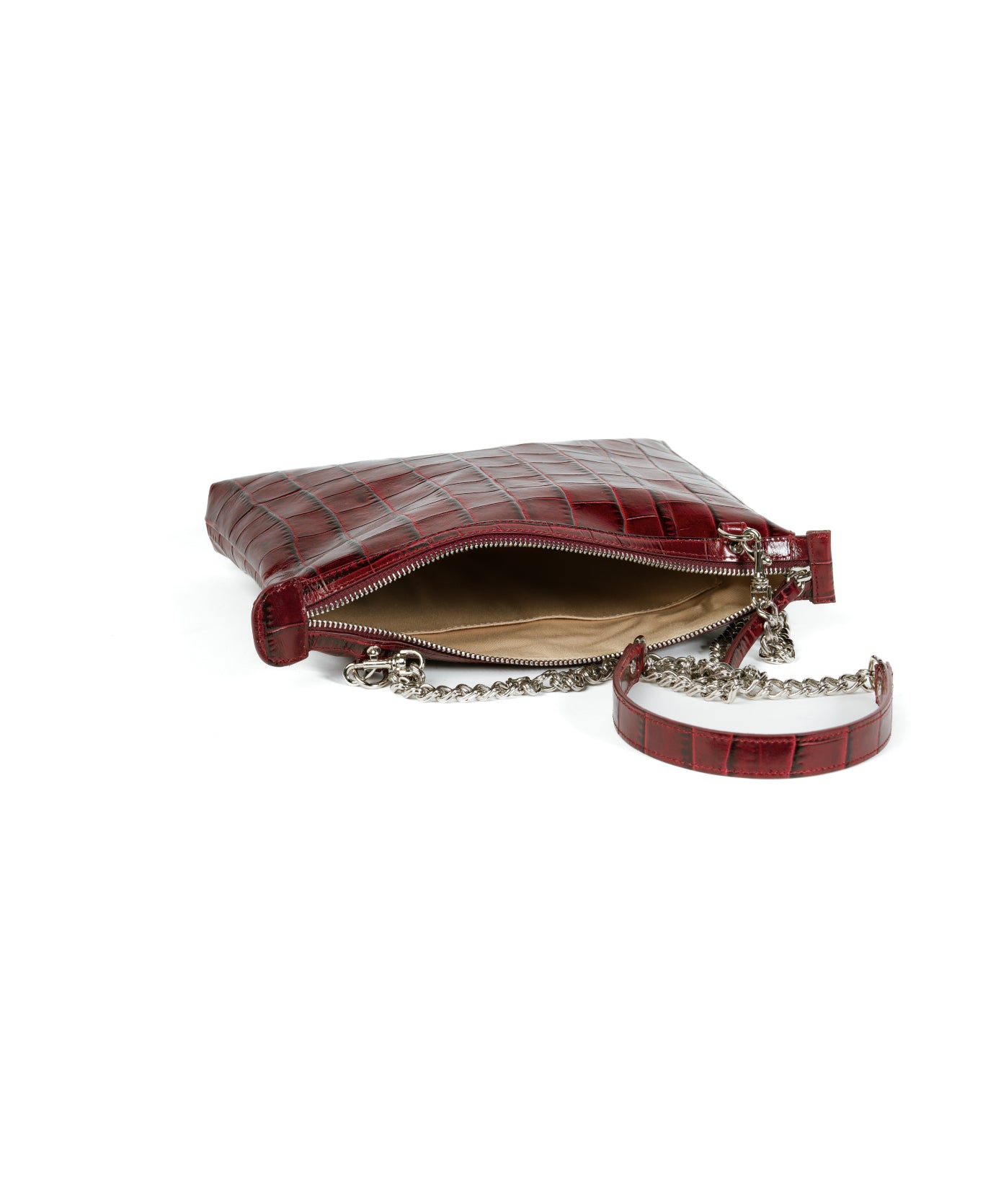 Crossbody Leather Bag - Burgundy