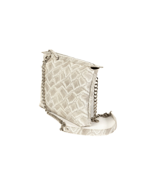 Crossbody Leather Bag - Silver White