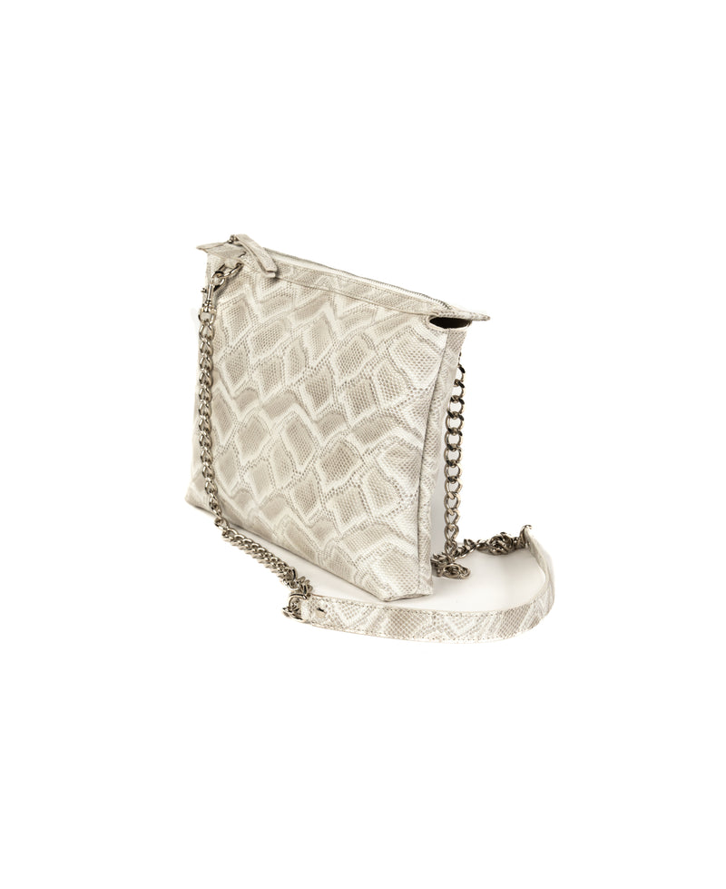 Crossbody Leather Bag - Silver White
