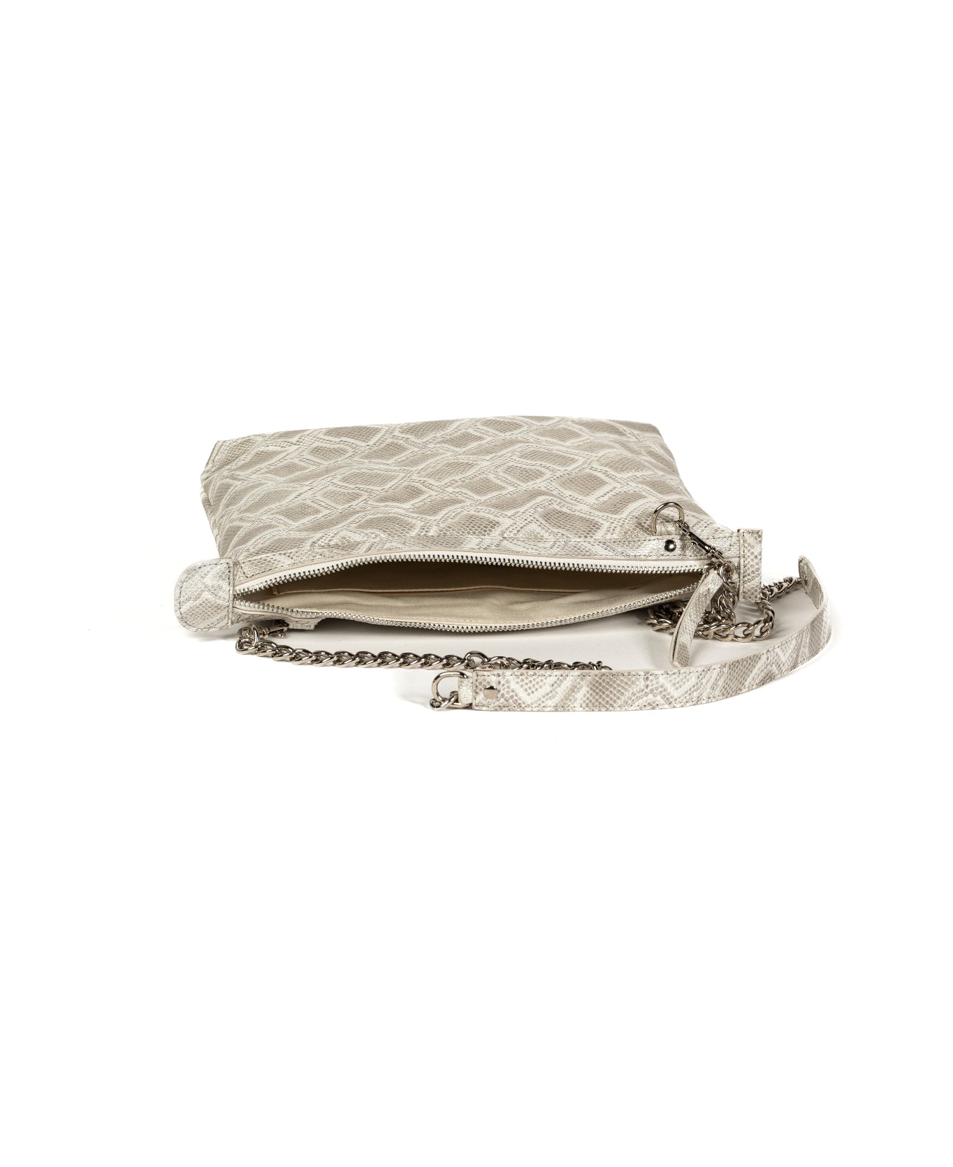 Crossbody Leather Bag - Silver White