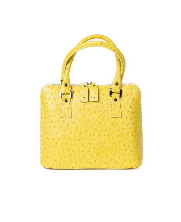 Bugatti Leather Bag Ostrich Effect Lime Yellow