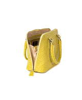 Borsa in pelle di coccodrillo goffrata Bugatti arancione tenue