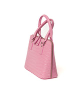 Borsa in pelle di coccodrillo goffrata Bugatti rosa tenue