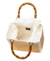 Tote Rattan with Bamboo Handles - white trim