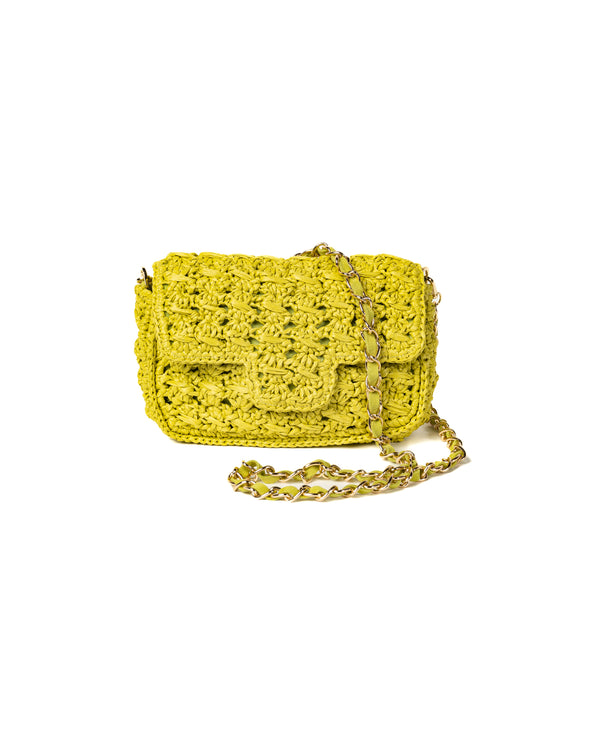 Lucrezia Raffia Crochet Bag - Lime