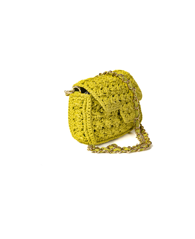 Lucrezia Raffia Crochet Bag - Lime