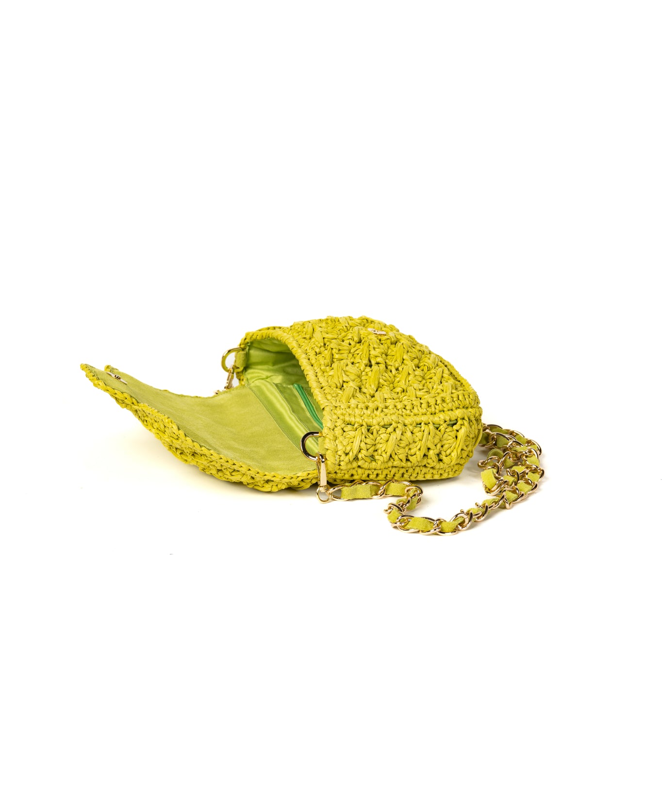 Lucrezia Raffia Crochet Bag - Lime