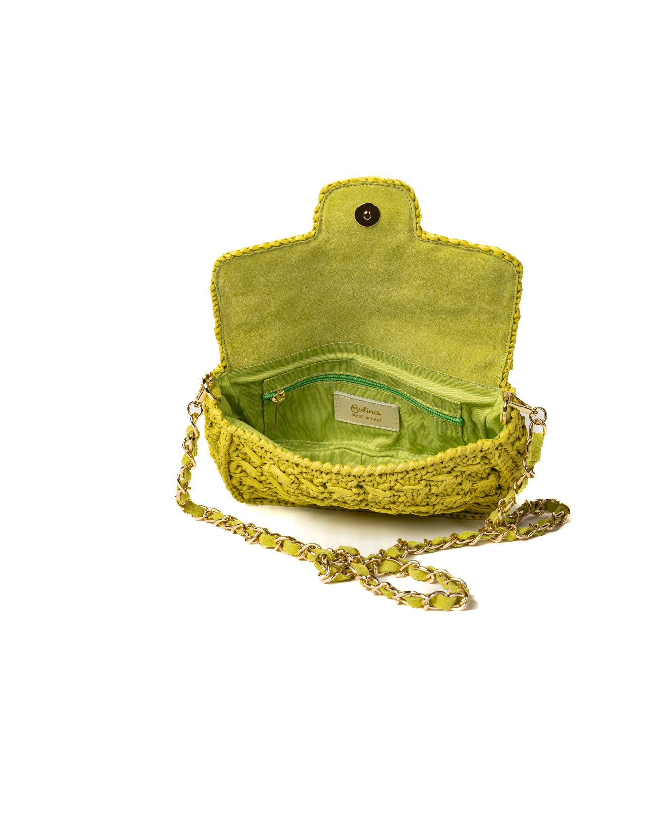 Lucrezia Raffia Crochet Bag - Lime