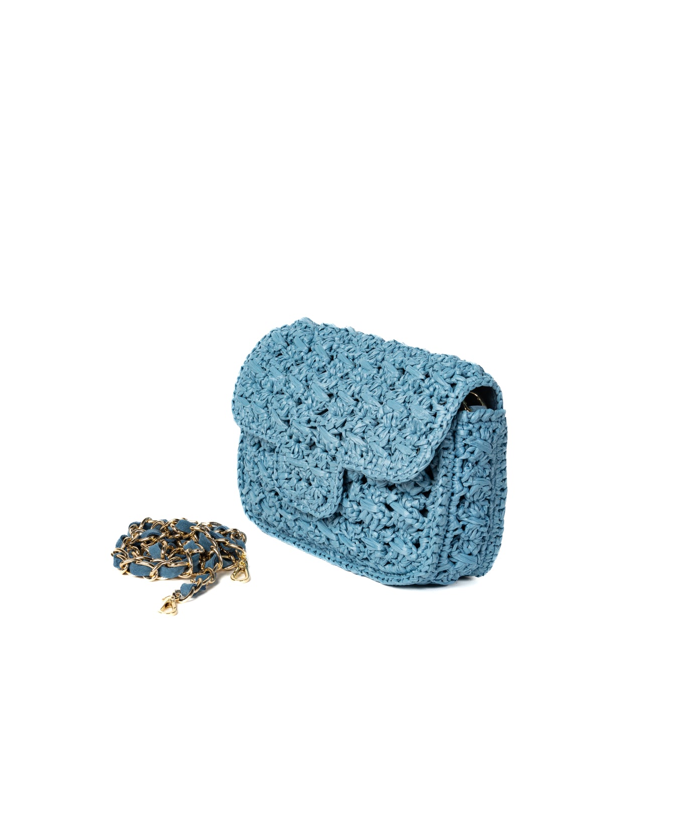 Lucrezia Raffia Bag - Duck Blue