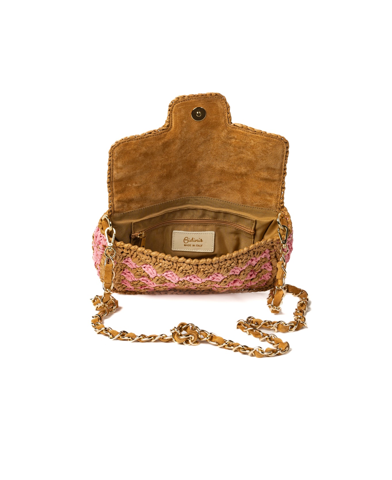 Lucrezia Raffia Crochet Bag - Bicolour Pink & Tan