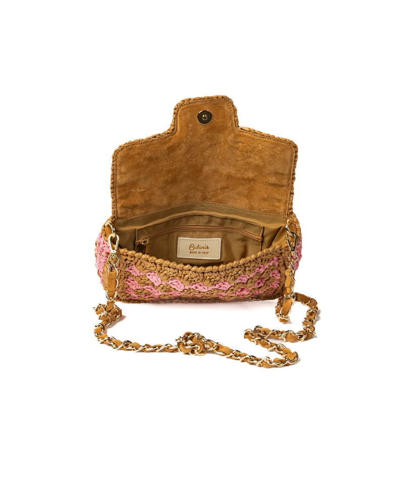 Lucrezia Raffia Crochet Bag - Bicolour Pink & Tan
