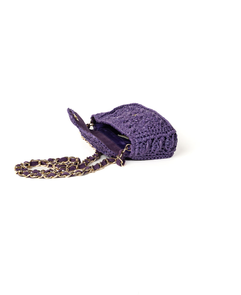 Mini borsa in rafia viola