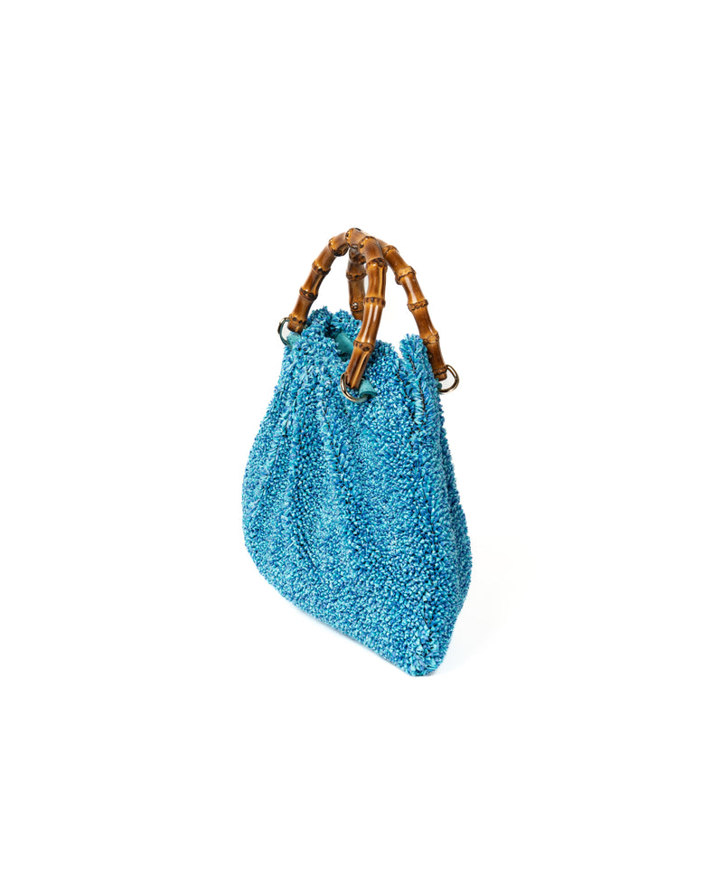Borsa Caterina Bamboo in rafia - righe arancioni e nere
