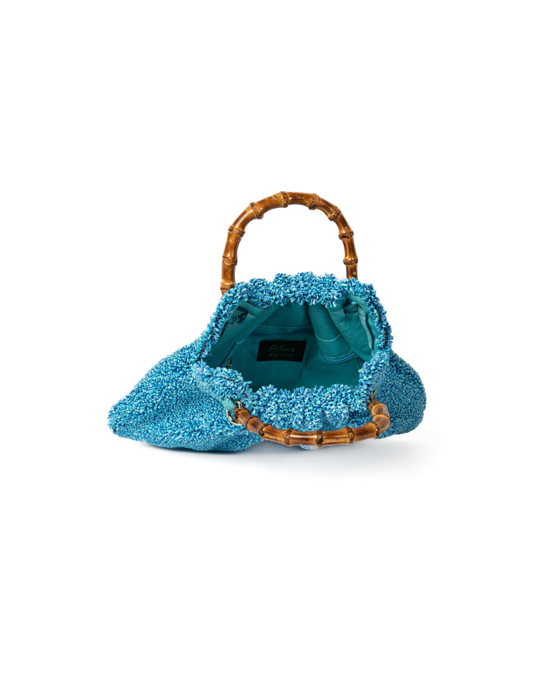 Borsa Caterina Bamboo in rafia - righe arancioni e nere