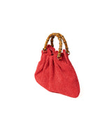 Borsa Caterina Bamboo in rafia - righe arancioni e nere