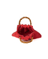 Borsa Caterina Bamboo in rafia - righe arancioni e nere