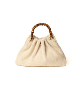 Borsa Caterina Bamboo in rafia - righe arancioni e nere