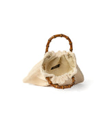 Borsa Caterina Bamboo in rafia - righe arancioni e nere