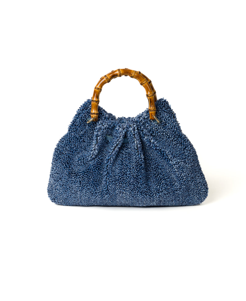 Borsa Caterina Bamboo in rafia - righe arancioni e nere