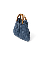 Borsa Caterina Bamboo in rafia - righe arancioni e nere