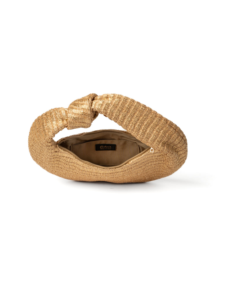 Anna Raffia Knot Bag Small - Gold