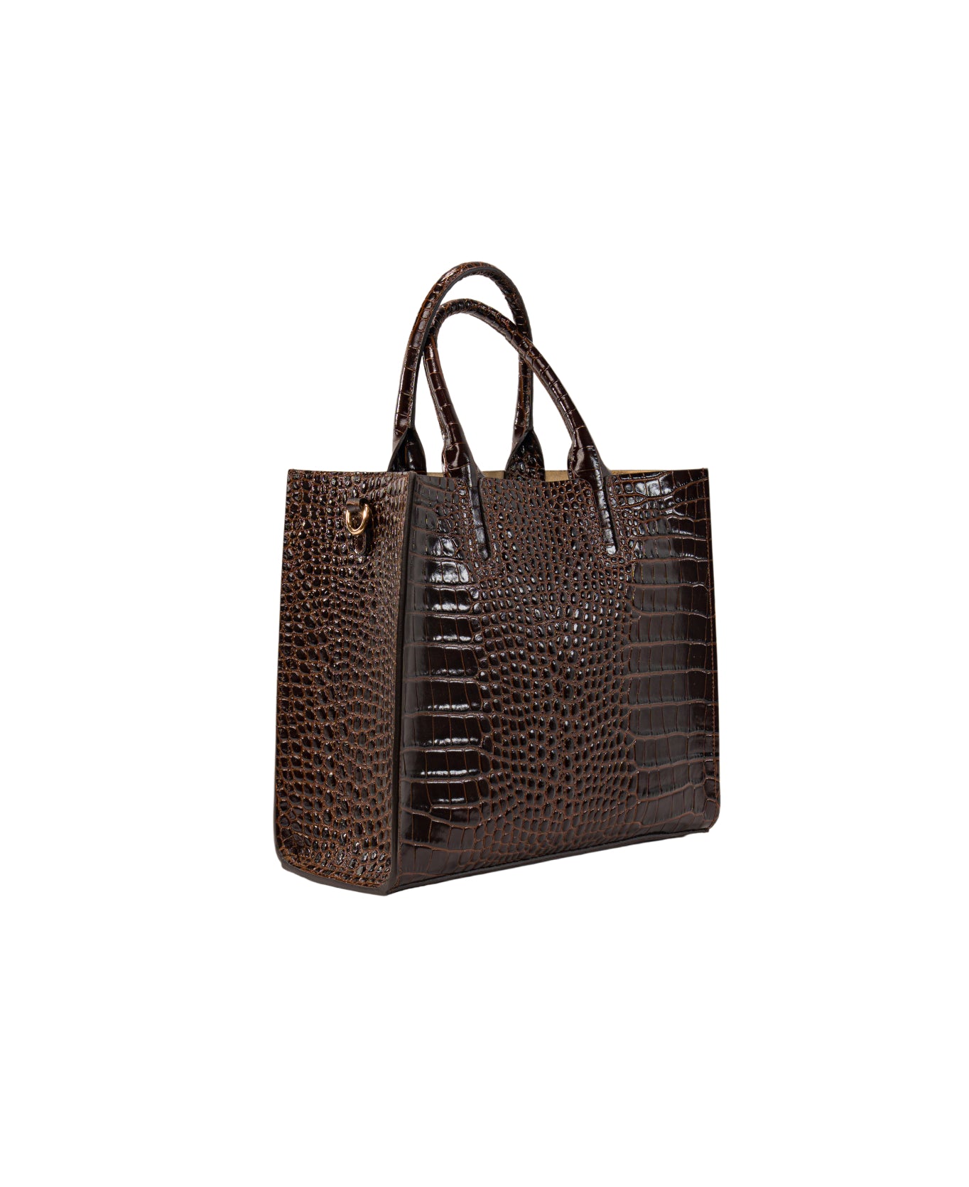 Florence Tote leather bag croc dark chocolate