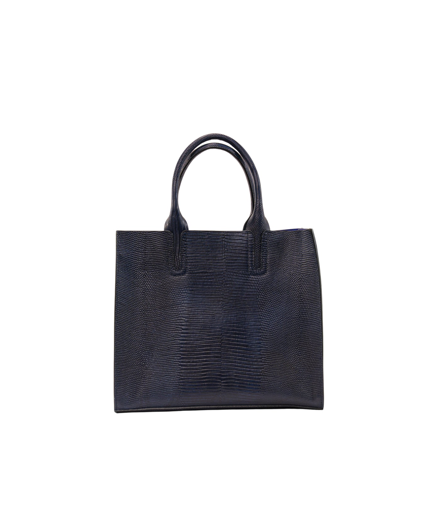 Florence Tote leather bag lizard navy blue