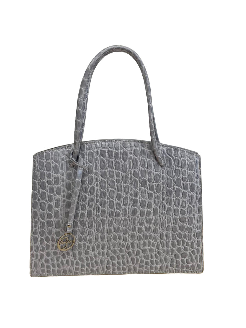 Juliette leather bag croco effect stone grey