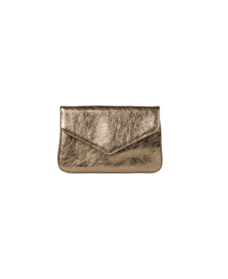 Borsa a tracolla in pelle cognac goffrata coccodrillo