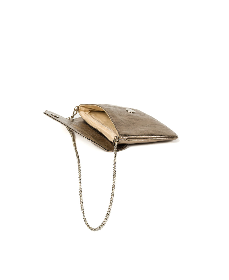 Borsa a tracolla in pelle cognac goffrata coccodrillo